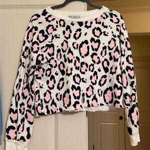 Wildfox White and Pink Animal Print Sweater